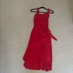 Wilfred Red Asymmetrical Tie-Waist Dress